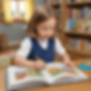Interactive Learning with ABC Books Child interacting with an ABC book filled with vibrant images