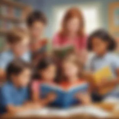 Collaborative Learning Experience Group of children learning together with ABC books