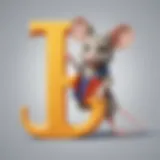 Illustration of a colorful ABC Mouse logo with letter E highlighted
