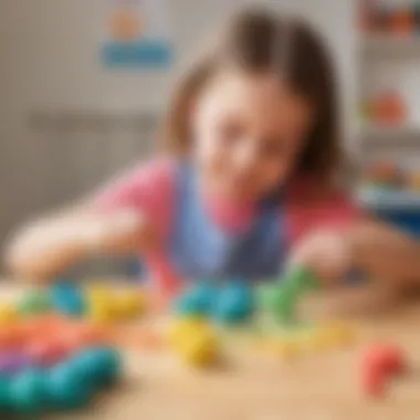 Child creating ABC letters with play dough