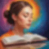 Abstract and colorful painting depicting mindfulness and self-reflection