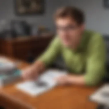 Prankster setting up a fake spider on a desk