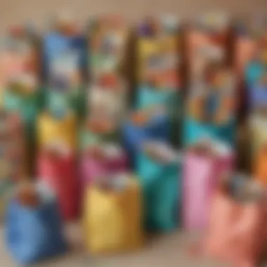Art Materials in Handcrafted Favor Bags Handcrafted party favor bags filled with art materials