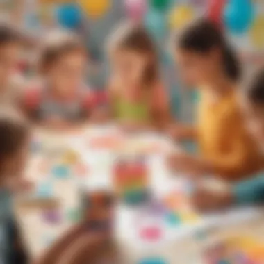 Children Creating Art at Birthday Party Kids engaging in an artistic activity during a birthday celebration