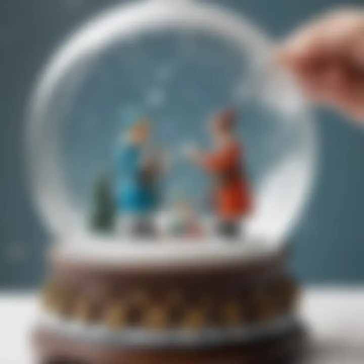 Artisan adding whimsical figurines to the snow globe