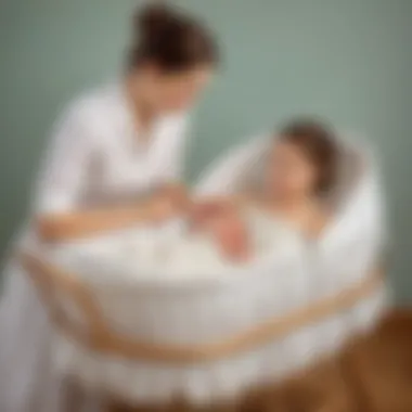 Parent gently placing a baby in a cozy bassinet