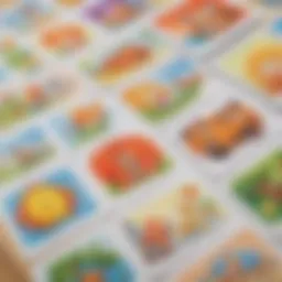 Colorful flashcards displaying beginning words for children