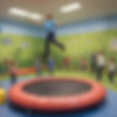 A group of children enjoying a free trampolene session in an educational environment