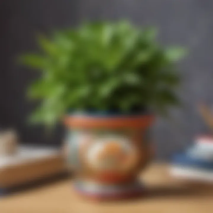 Charming plant in a decorative pot for teacher's desk