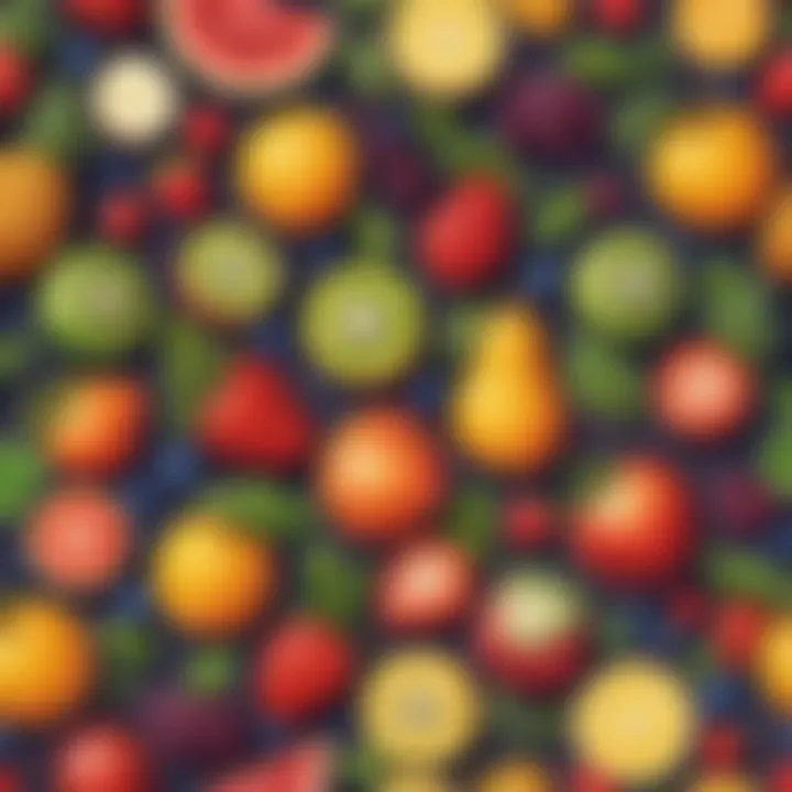 Colorful assortment of fresh fruits for smoothies