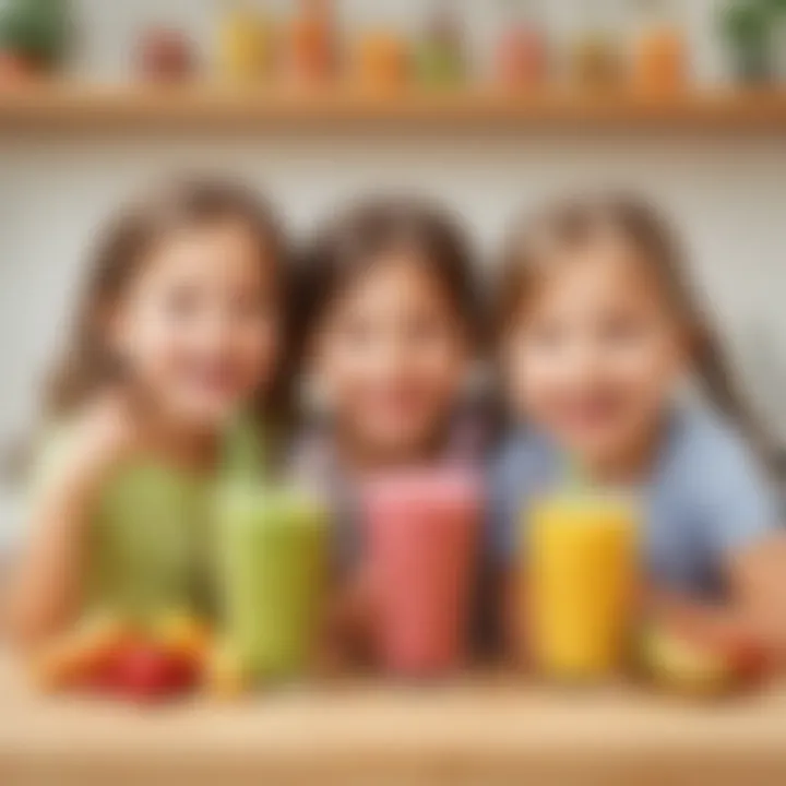 Children enjoying smoothies with smiles