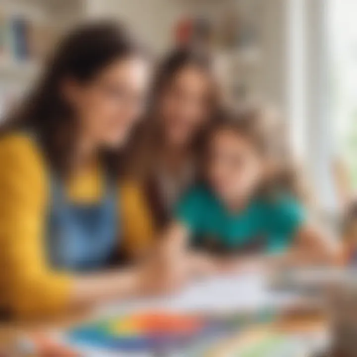 Beth Gordon creating art with her children in a vibrant homeschooling environment