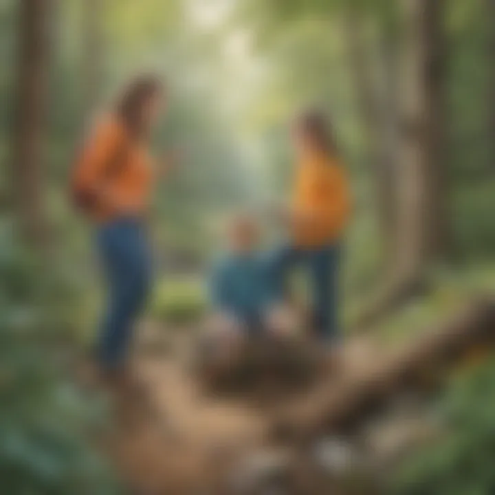 Beth Gordon and her children exploring nature during a homeschooling session