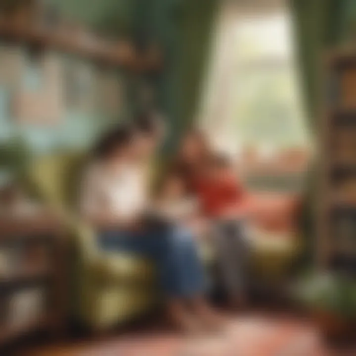 Beth Gordon teaching her children in a cozy reading nook