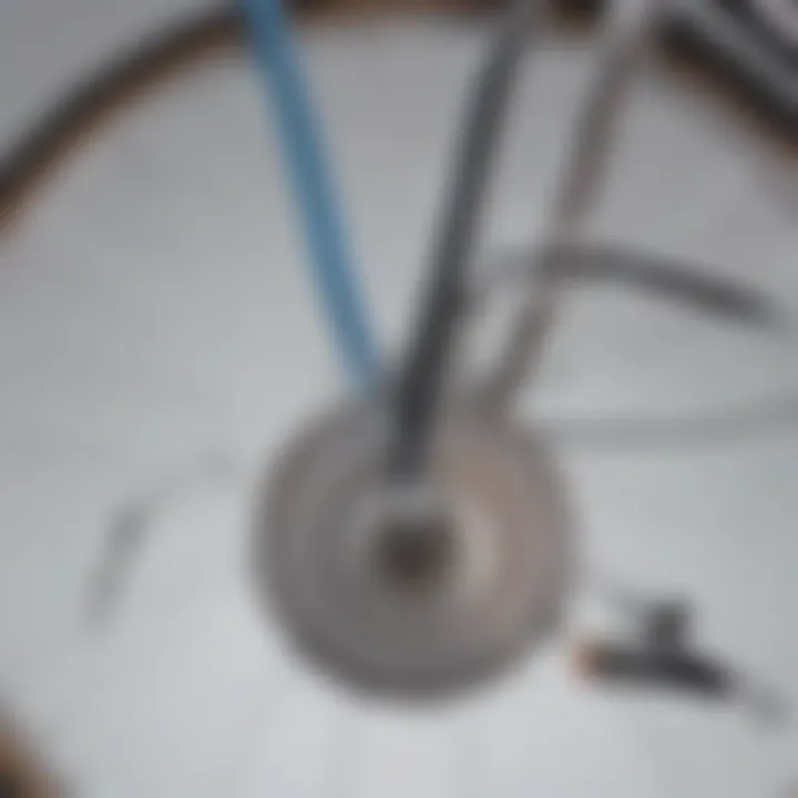 A close-up of a bicycle wheel showcasing proper equipment for safety