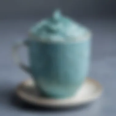 Blue matcha latte in a ceramic cup