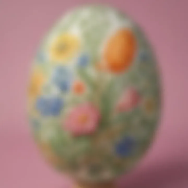 Elegant botanical pattern on Easter egg