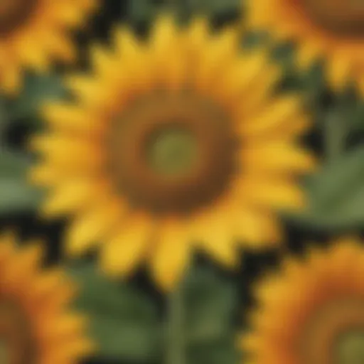 Botanical precision of sunflower drawing