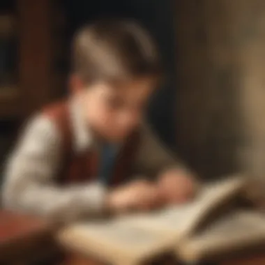 Illustration of a young boy discovering a hidden historical artifact in a book