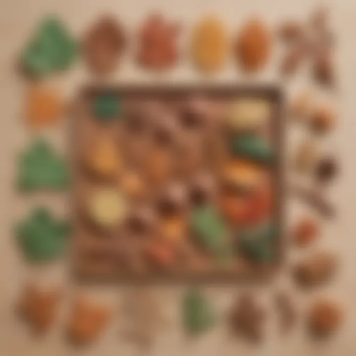 A creative setup of brown play dough with natural elements like leaves and twigs.