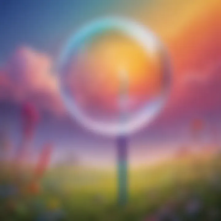 Colorful Bubble Blower Stick Superimposed on Vibrant Rainbow Background