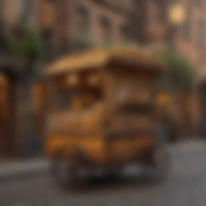 A whimsical butterbeer cart at a wizarding alley