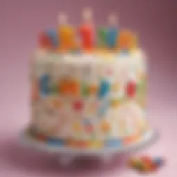 A beautifully designed first birthday cake adorned with colorful decorations