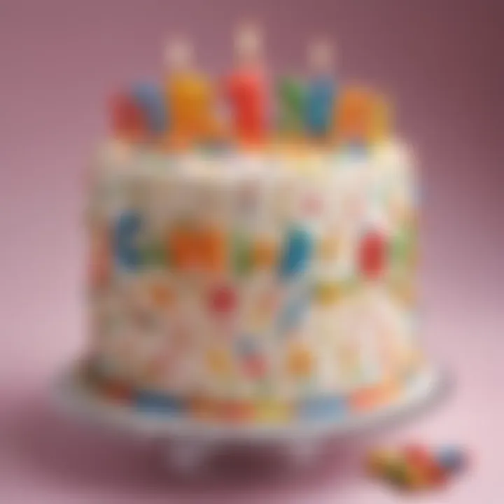 A beautifully designed first birthday cake adorned with colorful decorations
