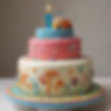 Unique Themed First Birthday Cake A close-up of a cake featuring a unique first birthday theme