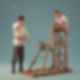 Catapult mechanics experiment using tension and release