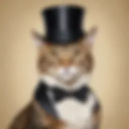 Elegant feline sporting a sophisticated top hat