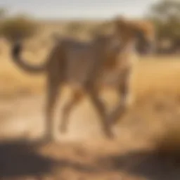Cheetah sprinting across the savannah
