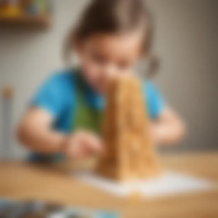 Young Child Building a Mini Waffle Block Tower
