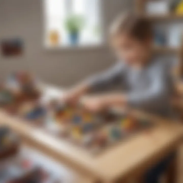 Child Engaged in Lego Play on Table