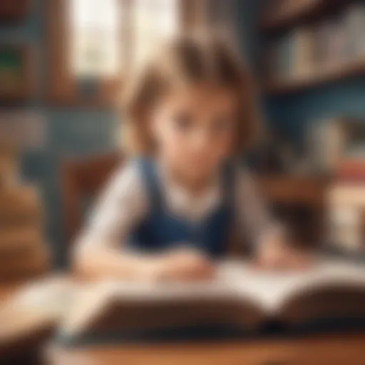 Vivid Illustration of a Child Engaged in a Reading Game