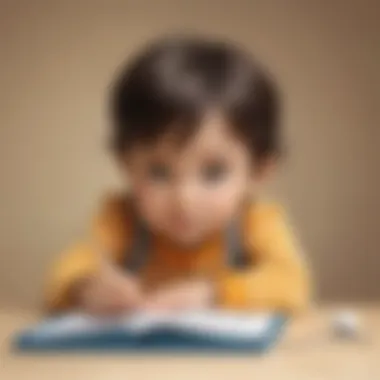 Illustration of a young child immersed in an interactive game related to the letter E on ABC Mouse