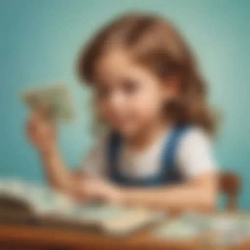 Illustration of a child learning about money management