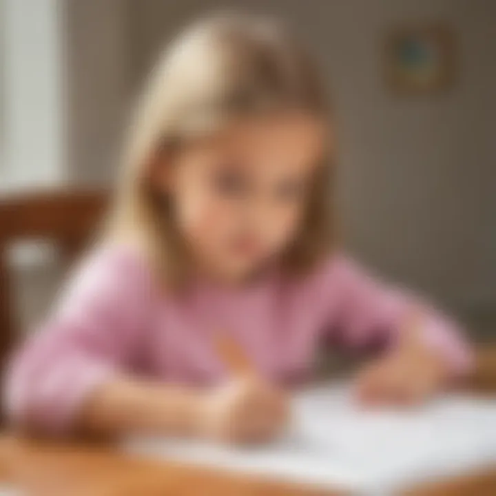 A child engaged in tracing exercises with a pencil.