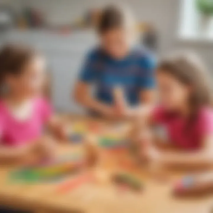 Children engaging in a fun arts and crafts session with popsicle sticks.