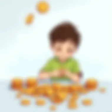 Children Practicing Currency Skills with Coins Children practicing with coins