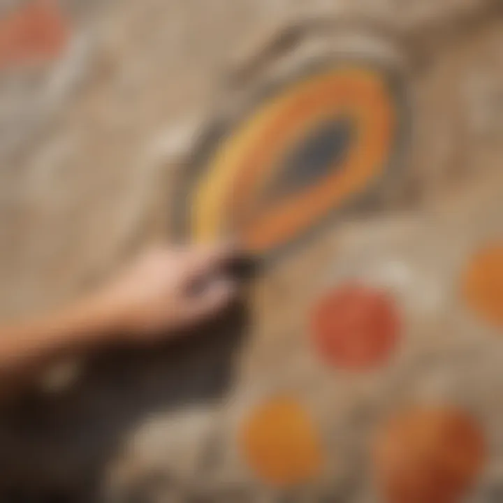 Detailed brush strokes on finished rock painting