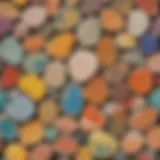 Vibrant paint palette on rocks