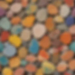 Vibrant paint palette on rocks