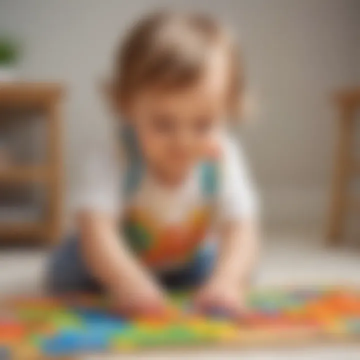 Child playing with a colorful educational puzzle