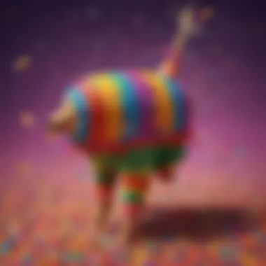 Vibrant Mexican Pinata Filled with Confetti Colorful Mexican Pinata Bursting with Confetti