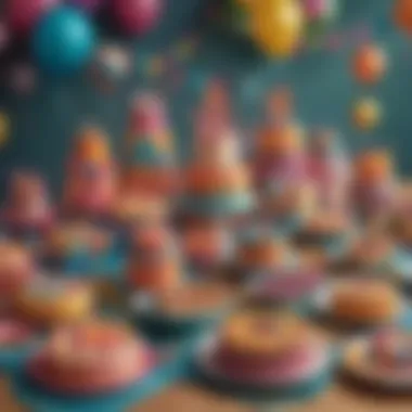 Colorful assortment of birthday favors displayed on a table