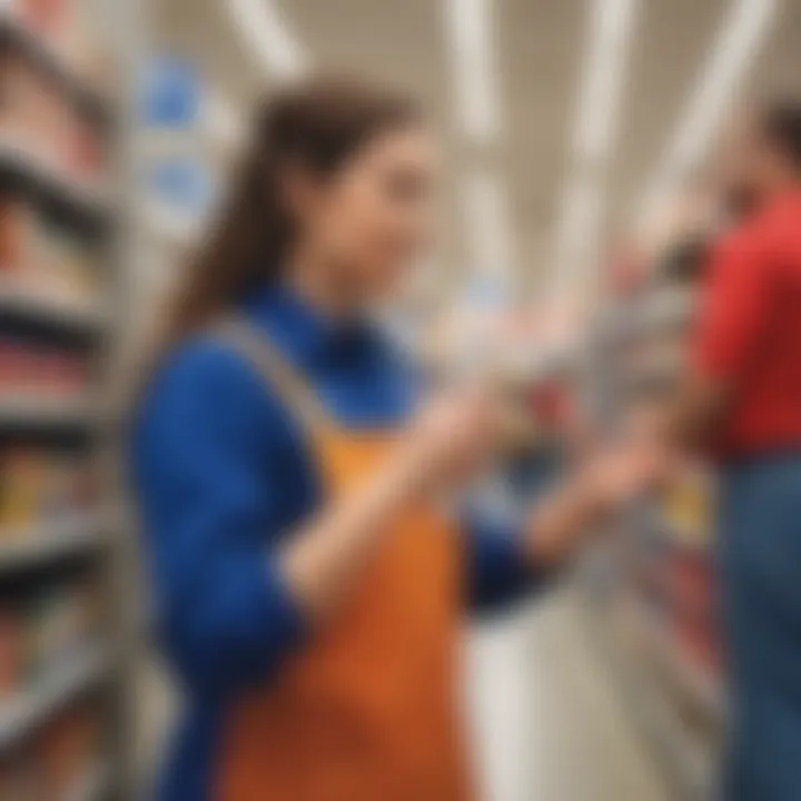 Close-up of Walmart employee ringing the bell