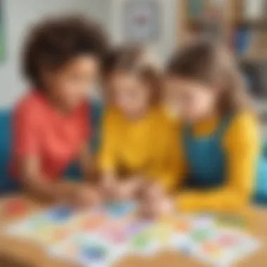 Children engaged in a color matching activity, showcasing teamwork