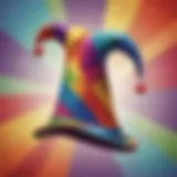 Colorful Jester Hat on Abstract Background