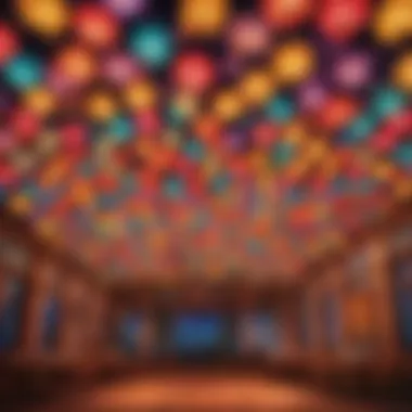 Colorful paper lantern ceiling display for party